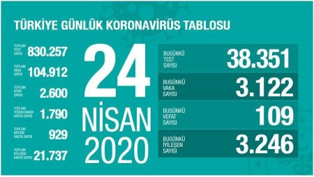 Türkiyədə pandemiya qurbanlarının sayı 2 600 nəfərə çatıb